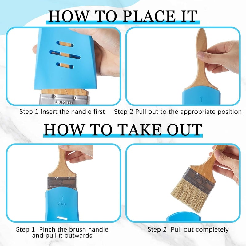 Joyfolk 6 Pcs Paint Brush Cover Silicone Multiple Sizes Paint Brush Case Sleeves Protects Bristles Keeps Shape for 2inch 2.5inch and 3inch for Storage and Organizer Blue White Red - Image 3